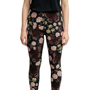 NWT Jessica Simpson Large/XL Black Bold Floral Print Leggings Loungewear Casual